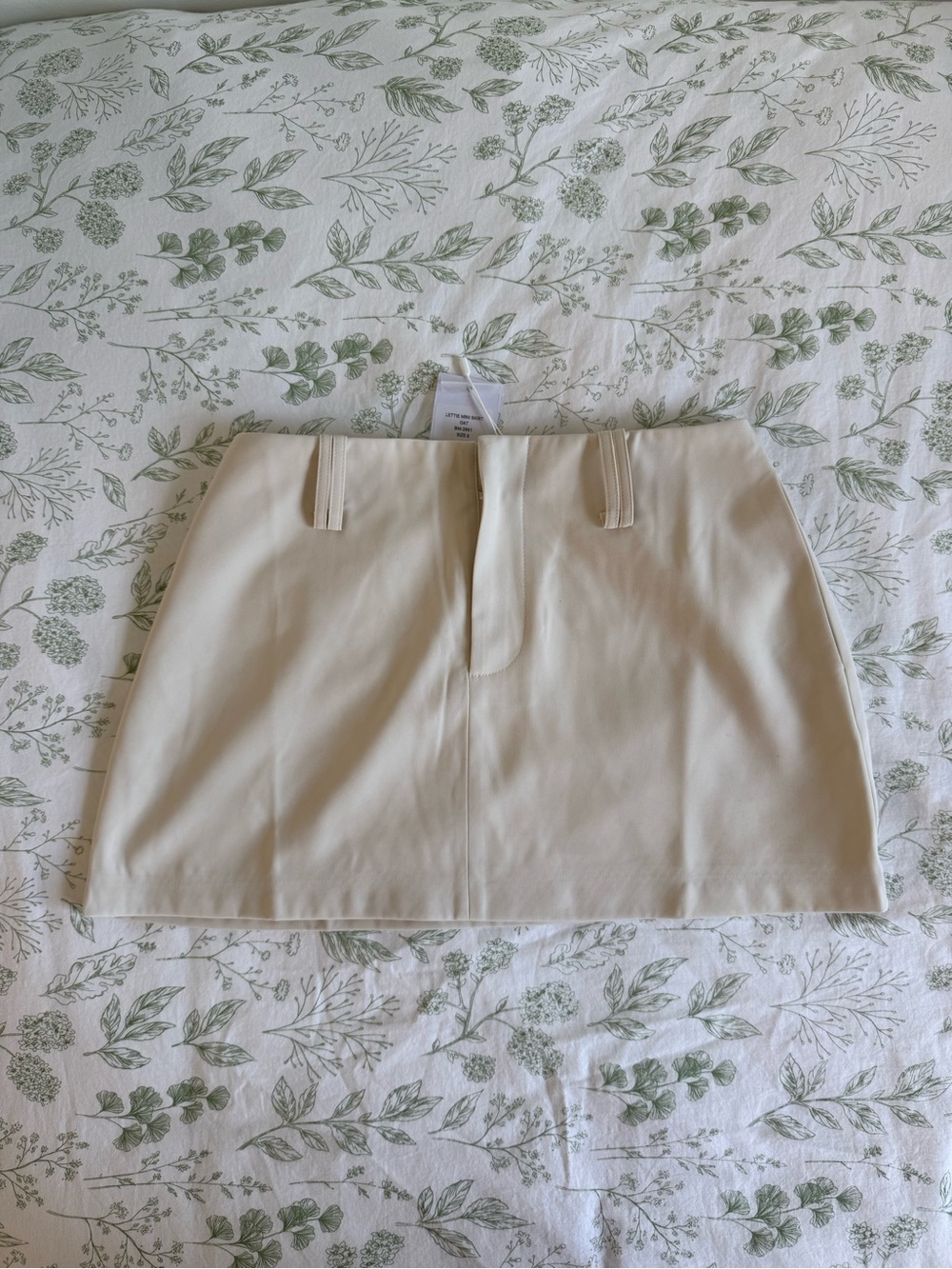 Cream Mini Skirt with Belt Loop Detail